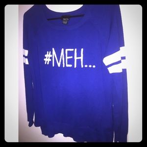 Rue21 Blue Sweater with 2 white stripes on sleeves